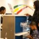 People check in at the newly-built domestic passenger terminal at Bole International Airport in Addis Ababa, Ethiopia,